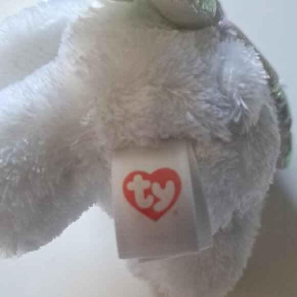 Vintage white Ty Beanie Boo 'Halo' the Angel Bear 6`` *Rare* No Hang Tag blue - Picture 3 of 3